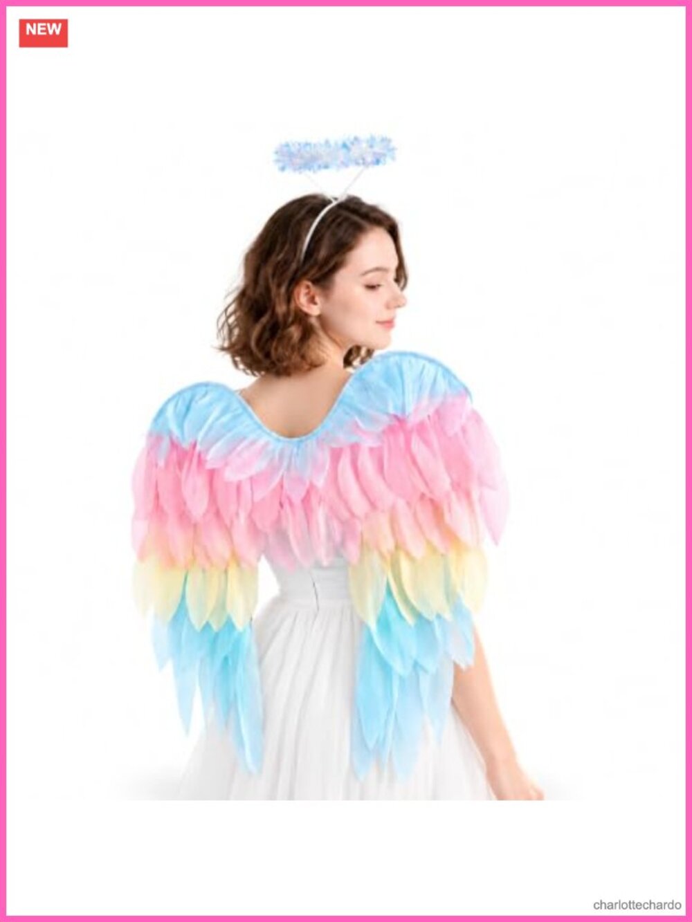 Chiffon Angel Wings and Halo Headband Set for Women - Halloween Cosplay Costume